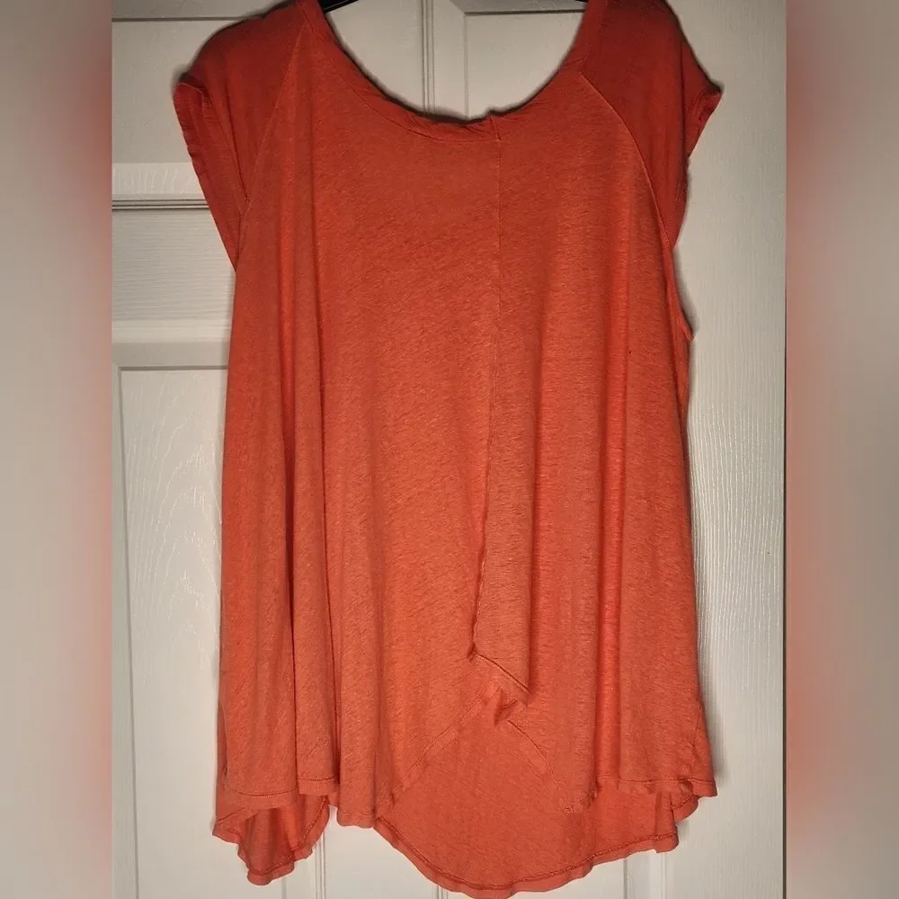 Free People L Coral Coast Keep It Casual Relaxed Fit Flowy ShrtSlv Women T-Shirt